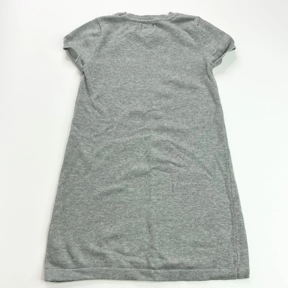 The Children's Place Grey Sweater Dress Kids 5/6 Pink Sequin Heart Short Slv